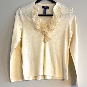 Chaps long sleeve faux peasant top